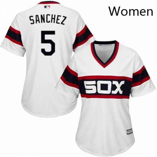 Womens Majestic Chicago White Sox 5 Yolmer Sanchez Replica White 2013 Alternate Home Cool Base MLB Jersey
